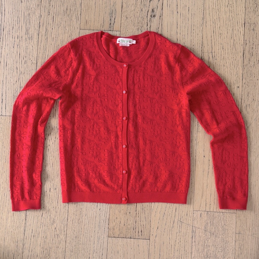 🍒 BONPOINT Girls cherry cardigan, size 14